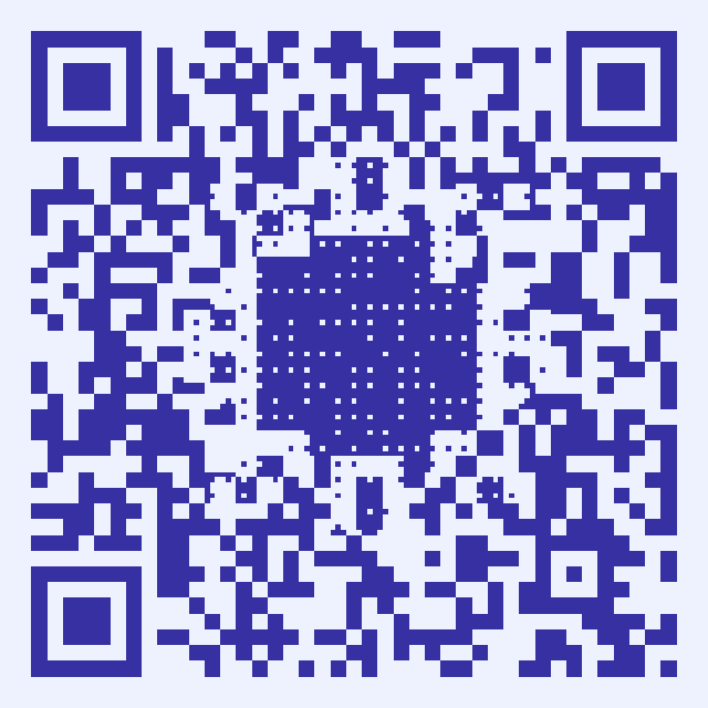 靛蓝色像素画二维码,中央是太阳图案——摄影师页真实可扫样例