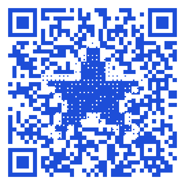 内部画有像素星星图标的蓝色二维码 — HonestQR 生成器的真实可扫输出